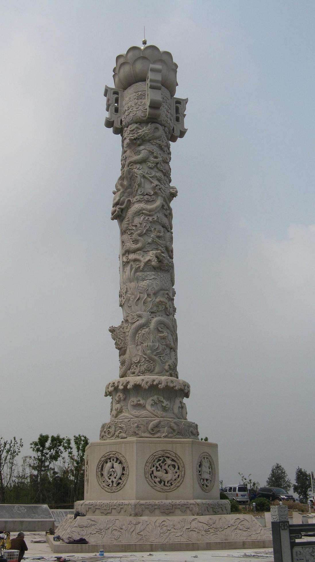 石雕文化柱，文化柱石雕，文化柱